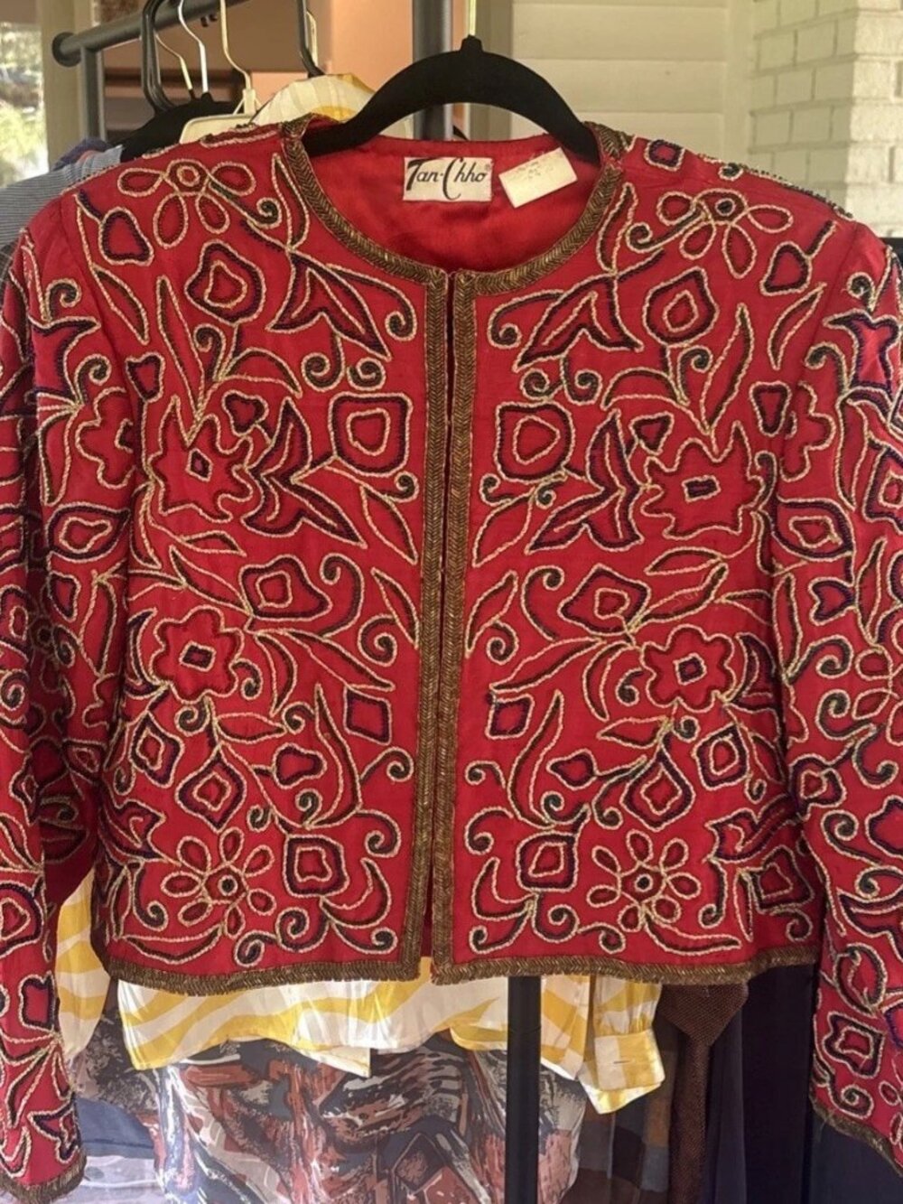 Talitha Red Embroidered Open-Front Jacket - Picture 3 of 16